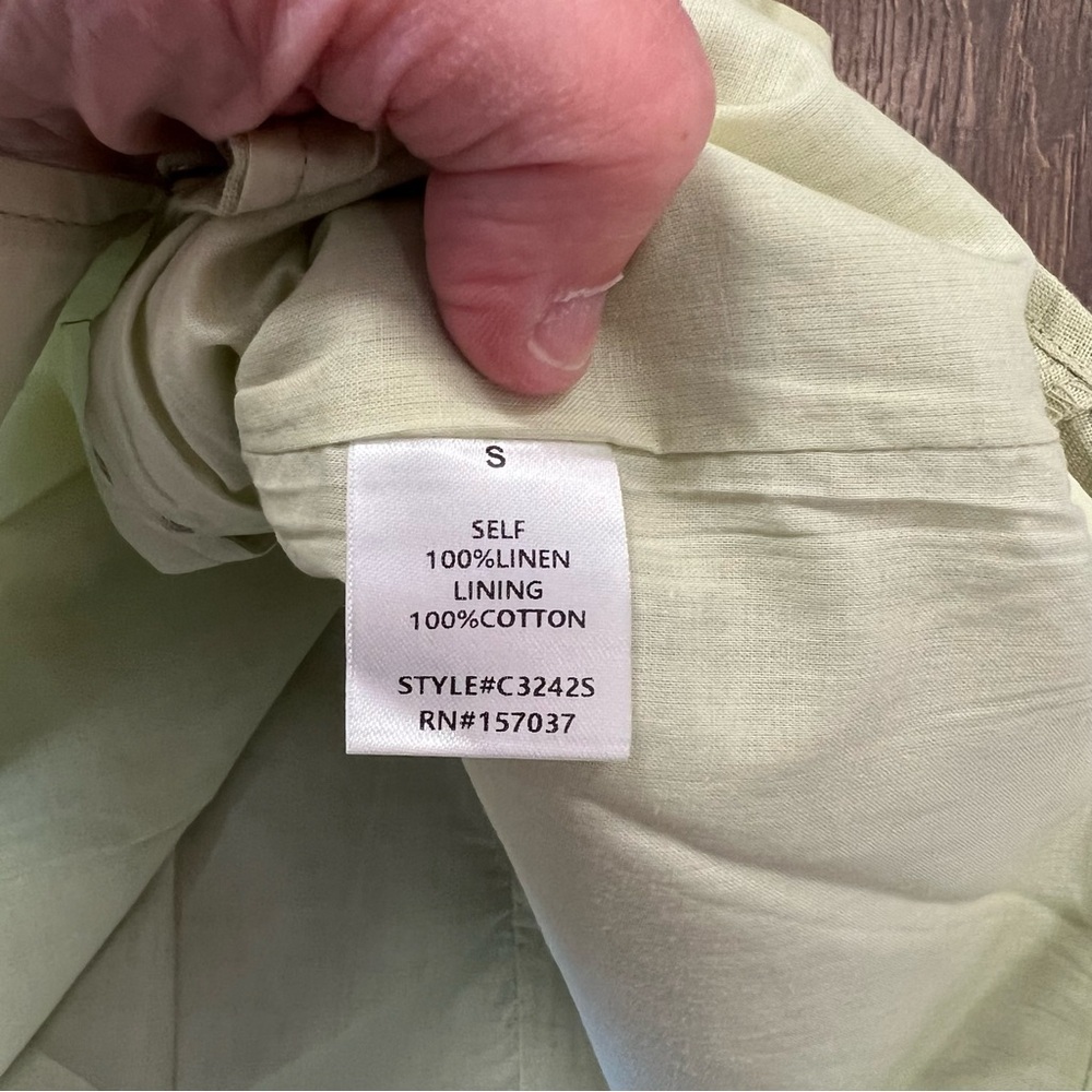 🆕 Et Clet Button Detail Linen Mini Skirt in tea green‎ SZ SM - Picture 5 of 5